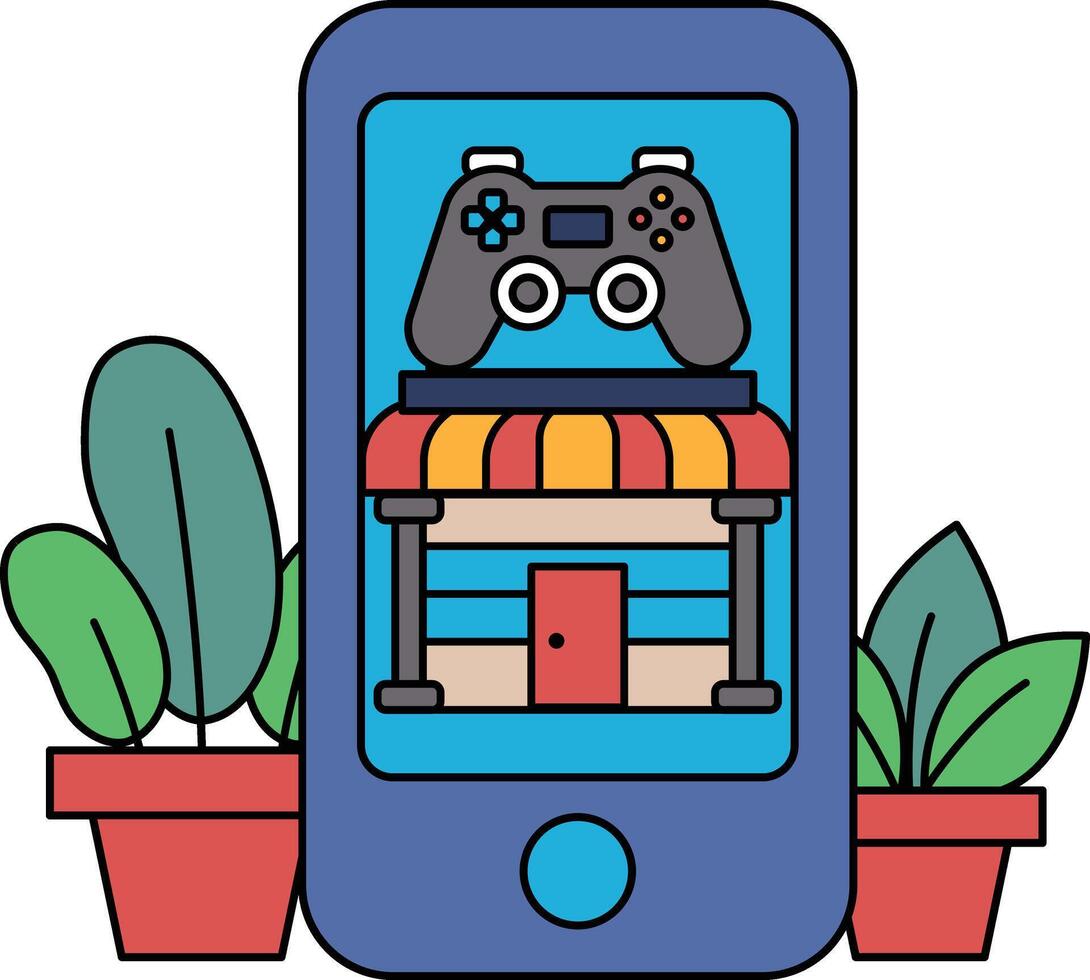 A cell phone with a game controller on it vector