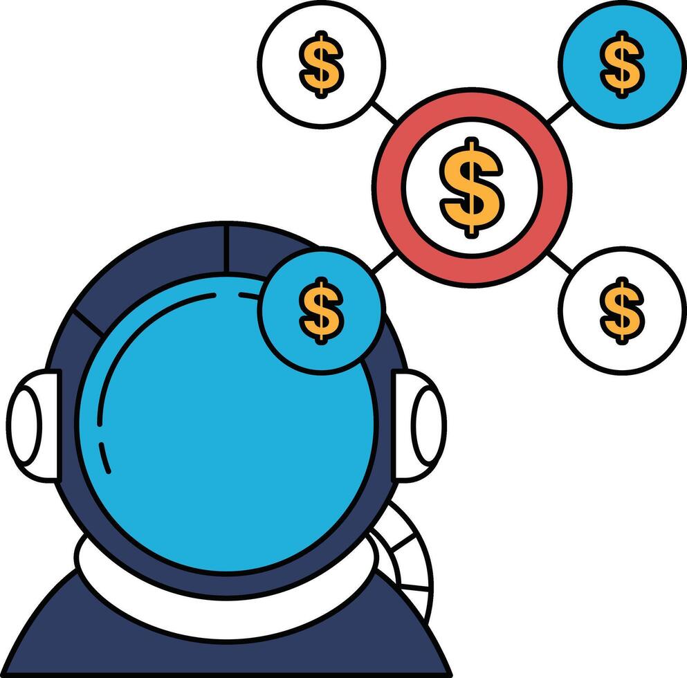 A man in a spacesuit with a dollar sign on his head vector