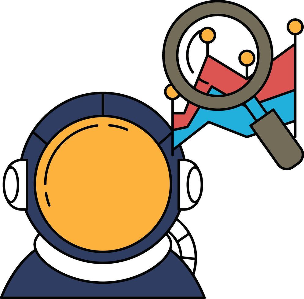 A man in a space suit is looking through a telescope vector