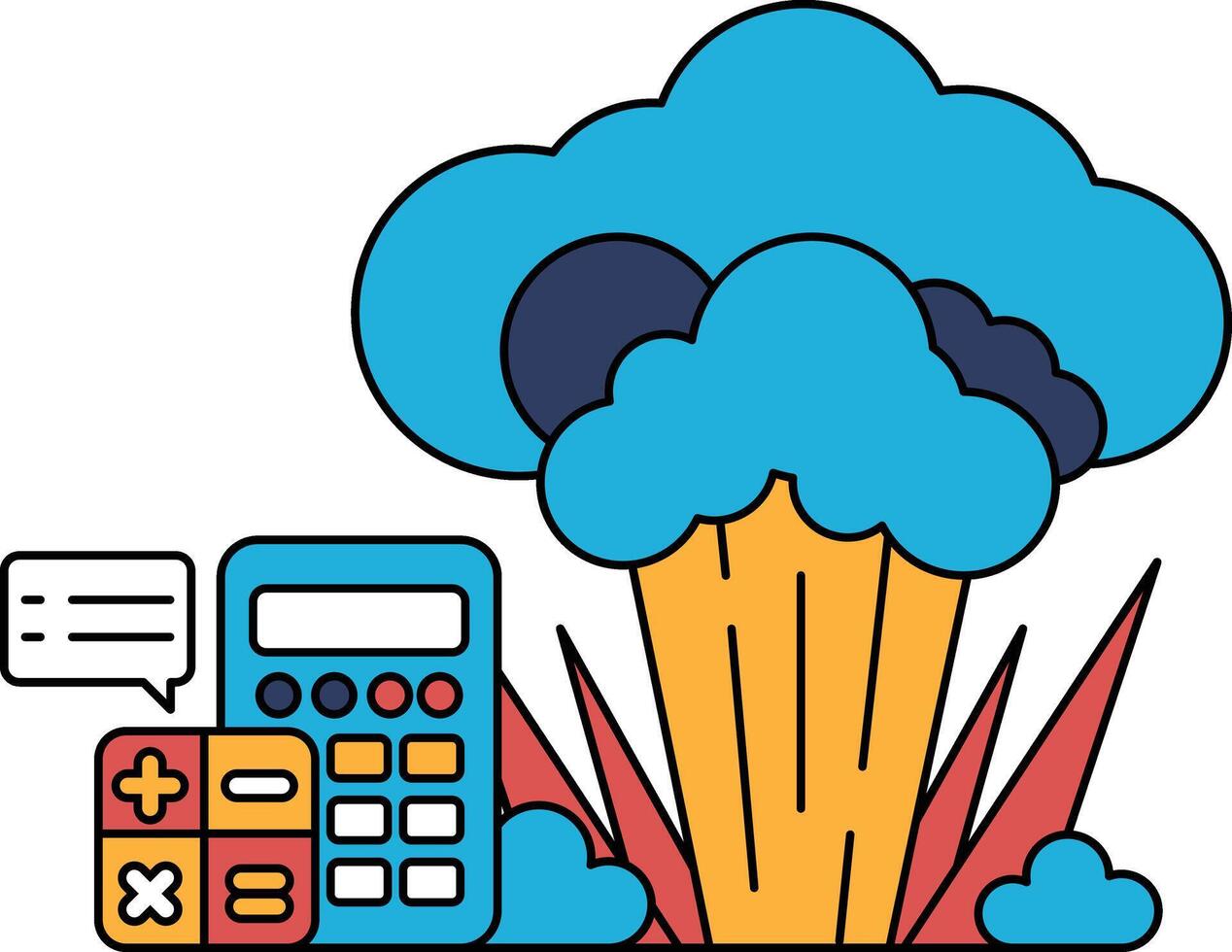 A calculator and a bunch of numbers are on a page vector