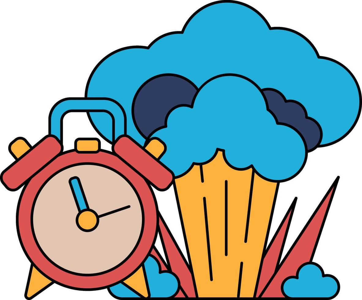 A clock is shown with a cloud in the background vector
