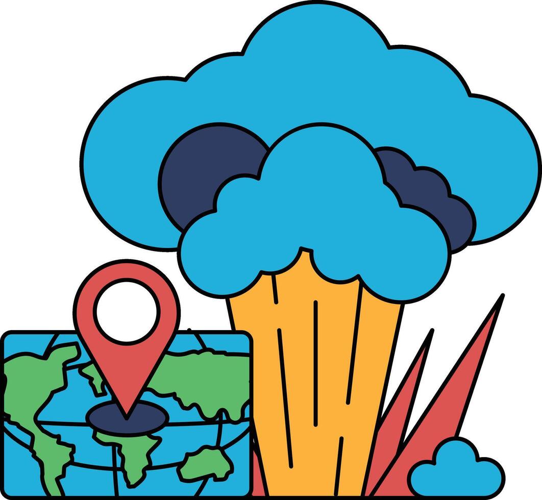 A map of the world is shown with a large cloud of smoke in the background vector