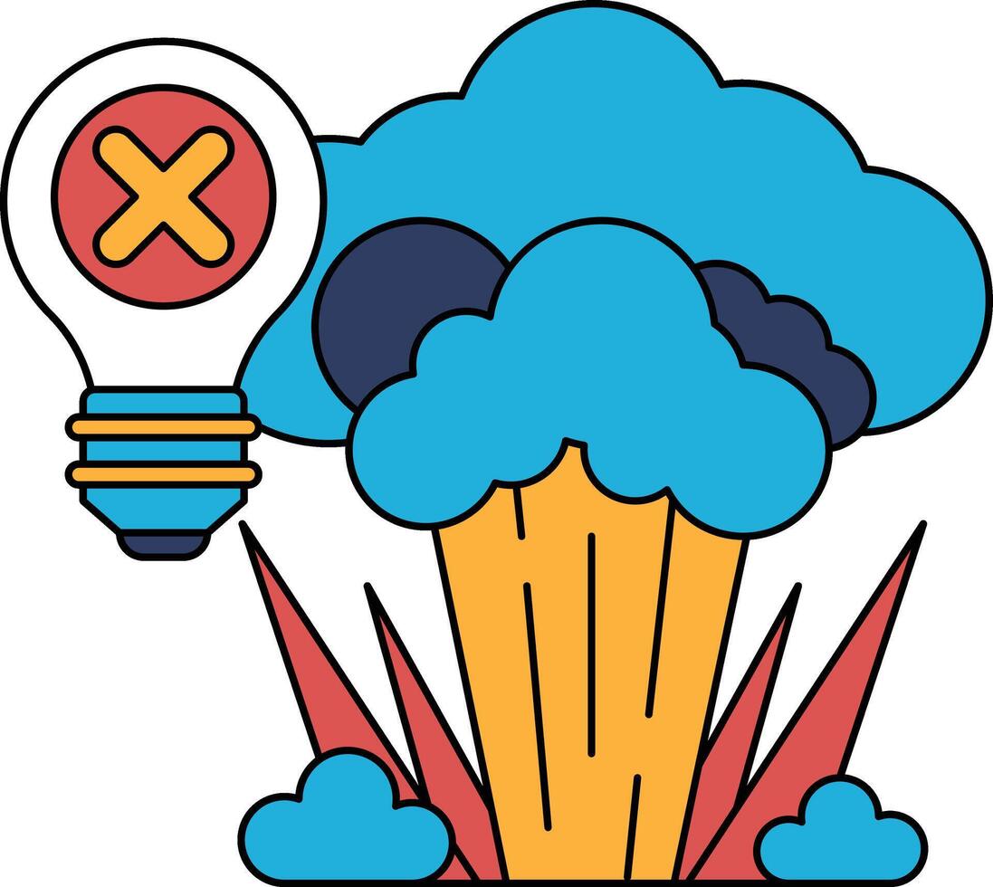 A black and white drawing of a cloud with an X on it vector