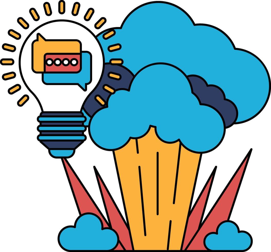A light bulb is shown with a cloud in the background vector