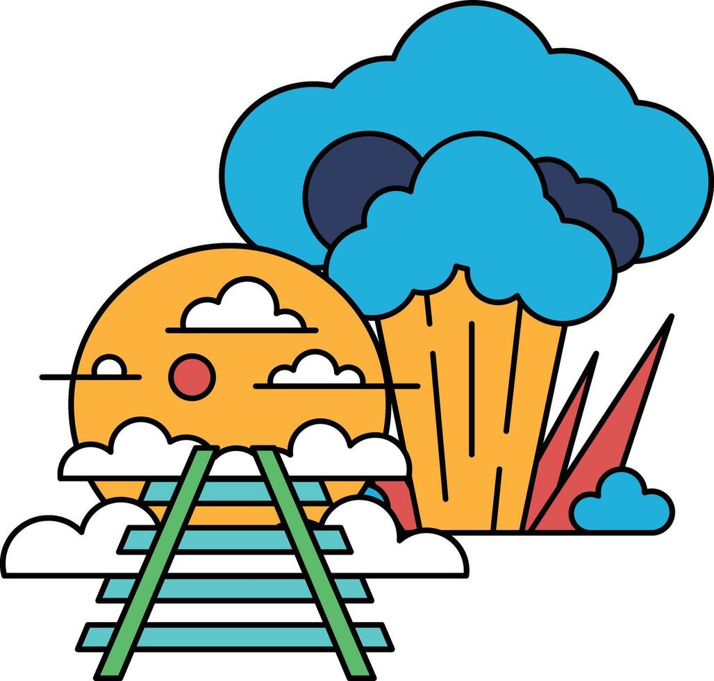 A train is on a track and there is a cloud in the sky vector