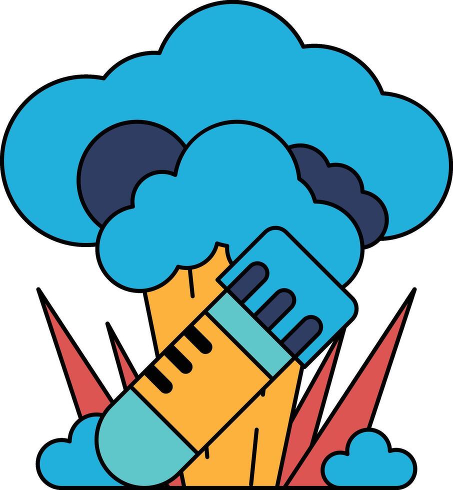A drawing of a cloud with a stick in it vector