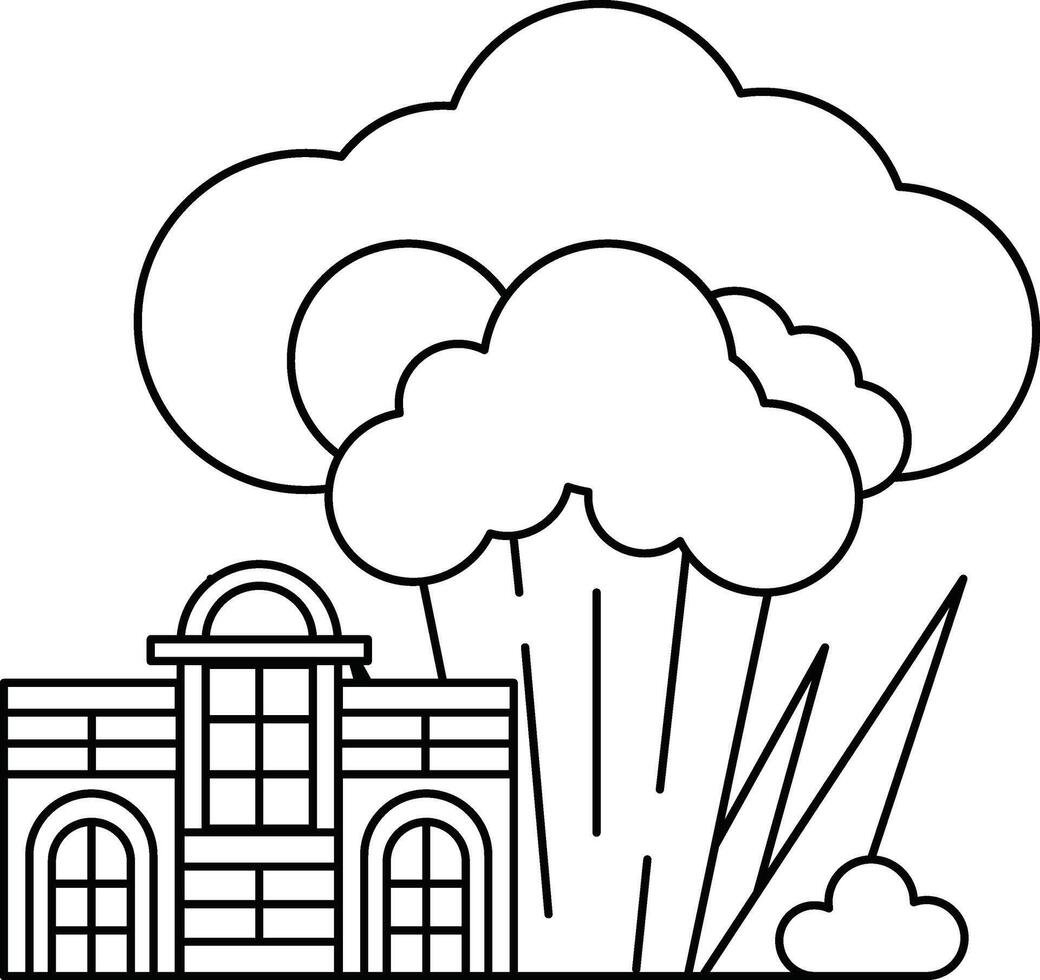 A building with a window and a tree in front of it vector