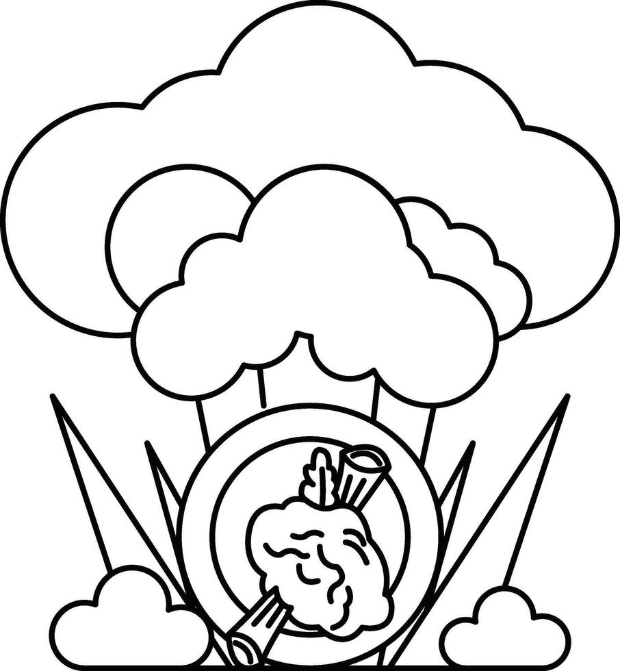 A white background with a large cloud and a plate with a brain on it vector