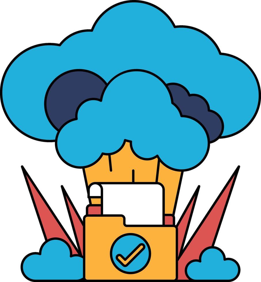 A white background with a cloud and a box with a check mark on it vector
