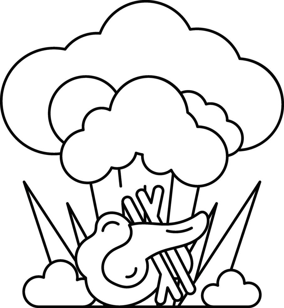 A cartoon of a mushroom cloud with a bird in the middle of it vector