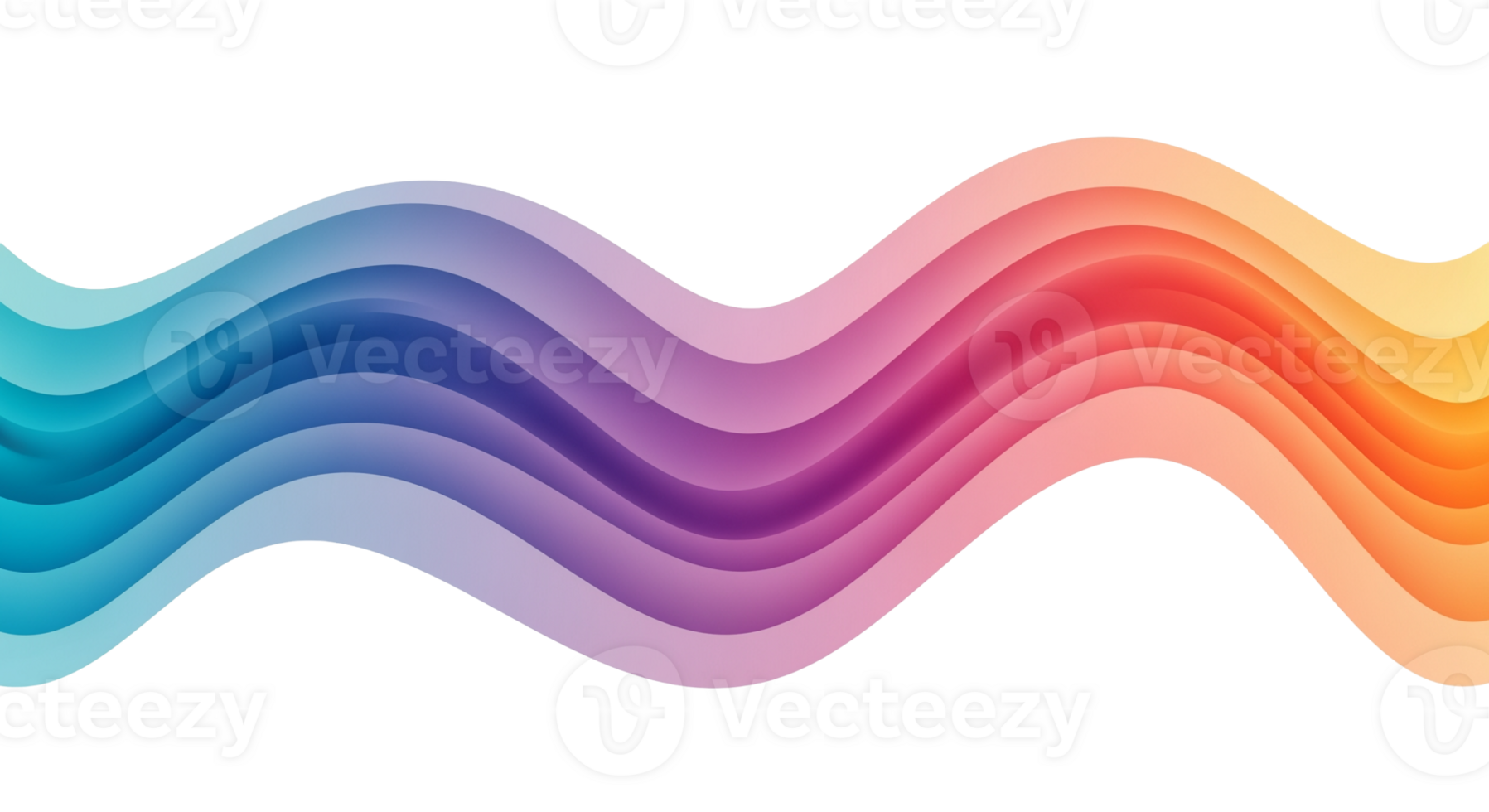 Dynamic abstract wave with gradient colors isolated on transparent background png