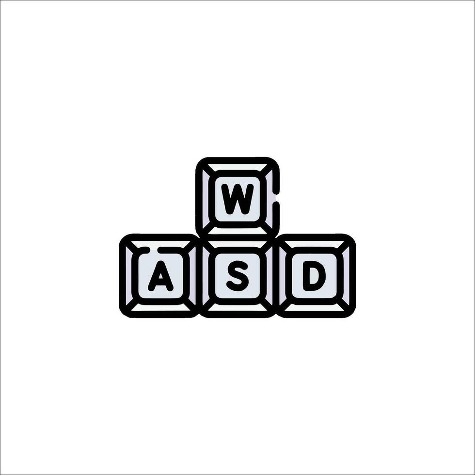 WASD Keys Icon Gaming Keyboard Controls Illustration, movement vector