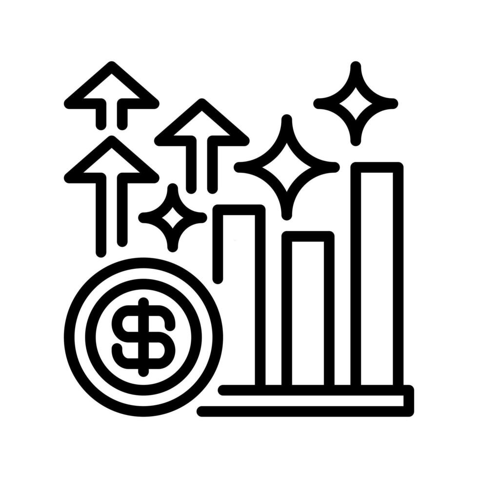 Investment Growth Line Icon, Outline Symbol for Financial Planning, Asset Management, Wealth Building, Portfolio Expansion, and Return Optimization vector