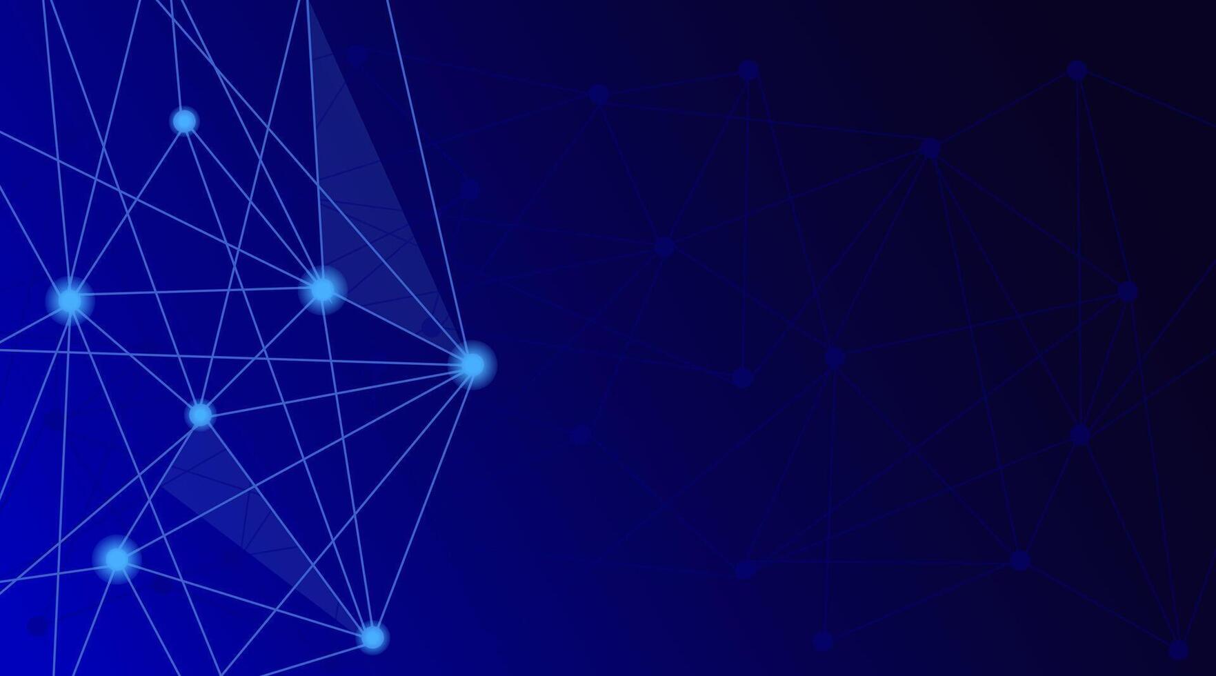 Digital technology banner with connected blue lines. Concept of neural network, AI digital circuit board tech, internet network speed, cyber nano information, big data. abstract background vector