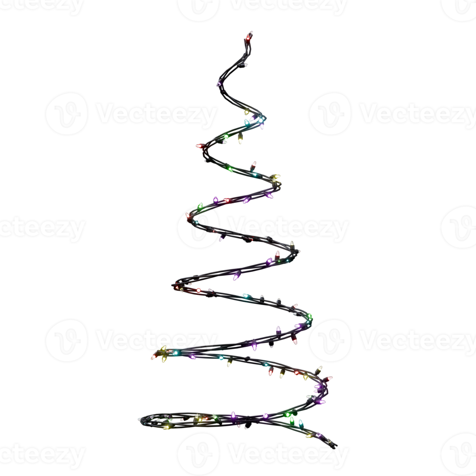 3d rendere di spirale corda luci con liscio, looping curve con in modo uniforme distanziati raggiante lampadine, isolato su un' trasparente sfondo per festivo e decorativo design uso. png