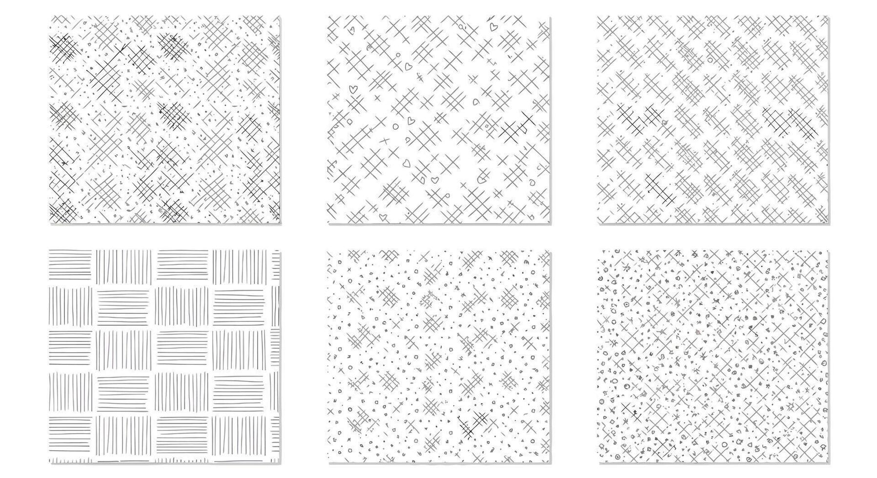 Assortment of minimalist hand drawn monochrome abstract patterns for unique backgrounds vector