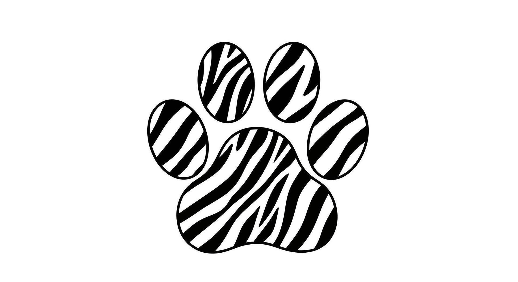 Unique zebra stripe paw print design showcasing creative animal pattern art vector