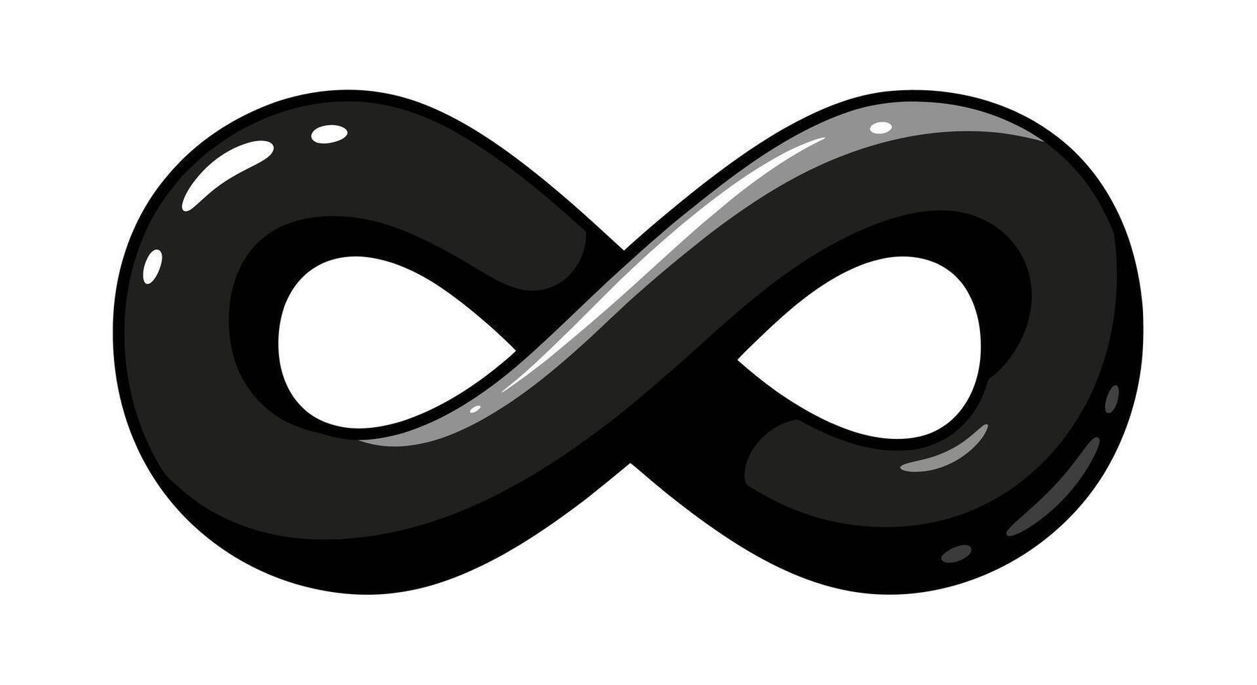 Stylized infinity symbol with glossy black finish for versatile design applications vector
