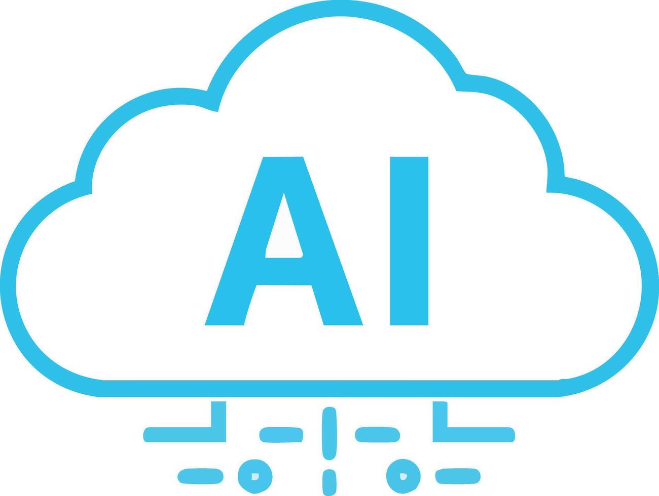 Blue AI Cloud Computing Icon with Minimal Circuit Lines vector