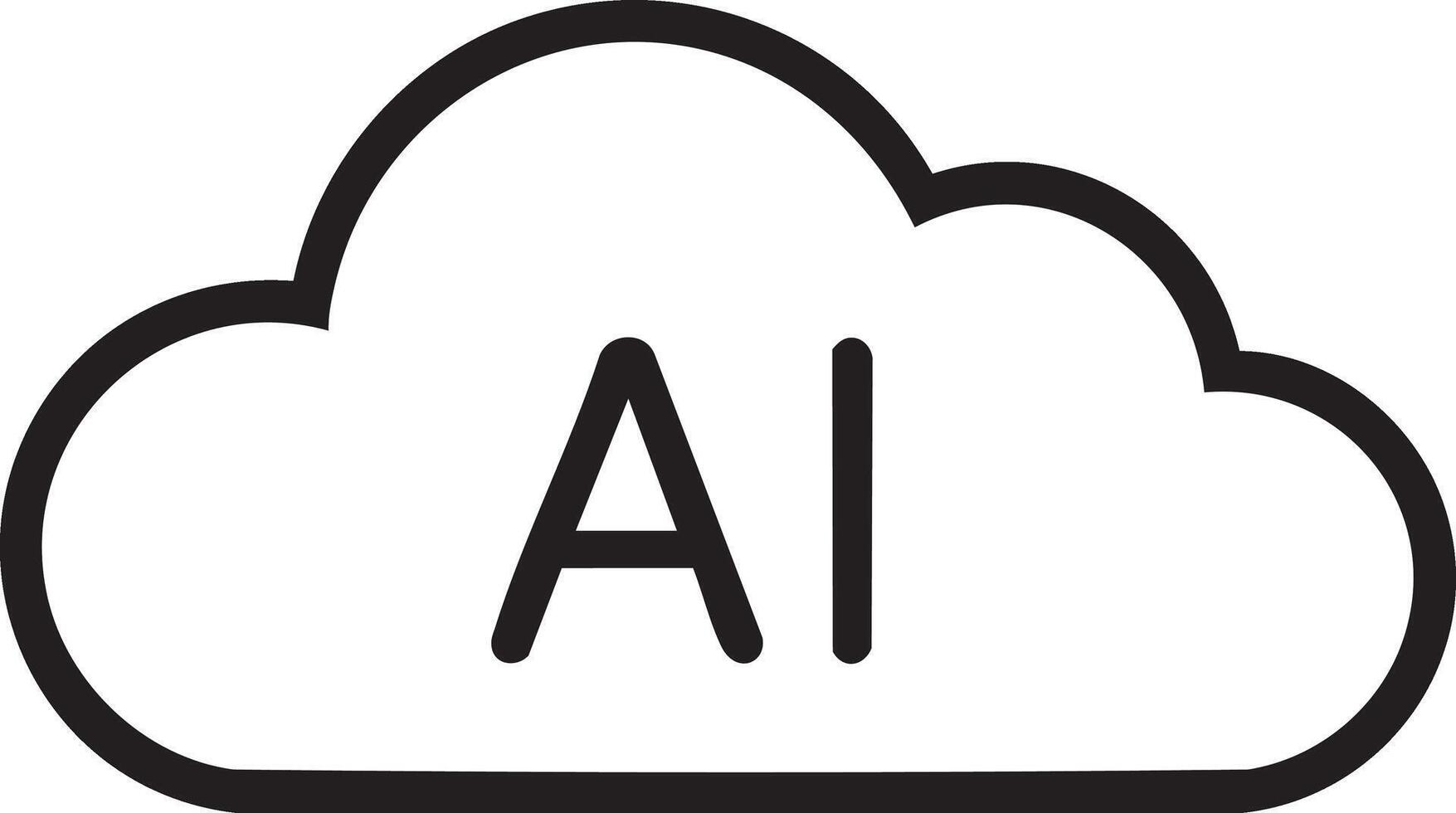 Minimal Black AI Cloud Computing Symbol in Line Art vector