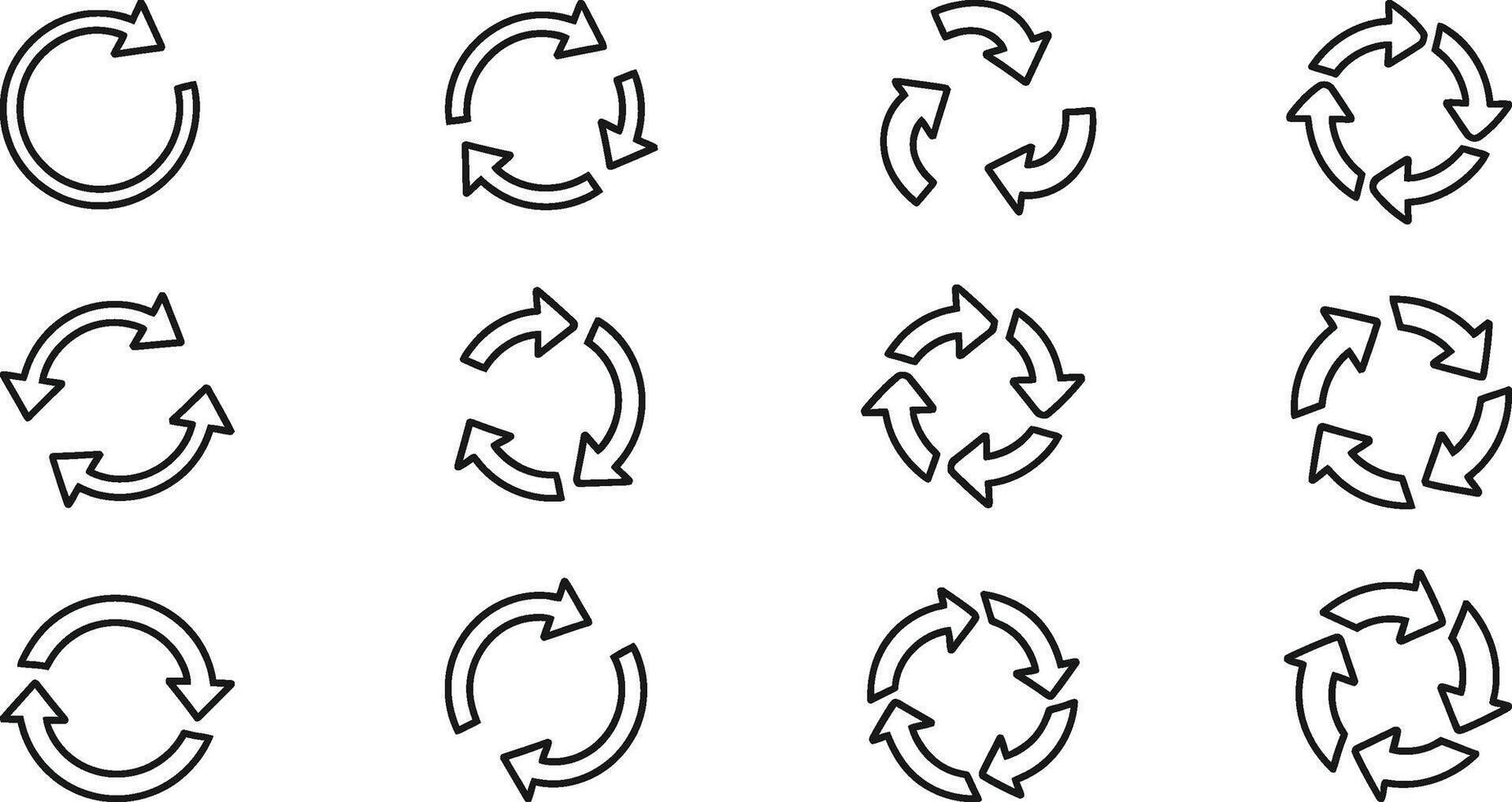 Doodle style arrow circle collection for recycling and rotation concepts vector