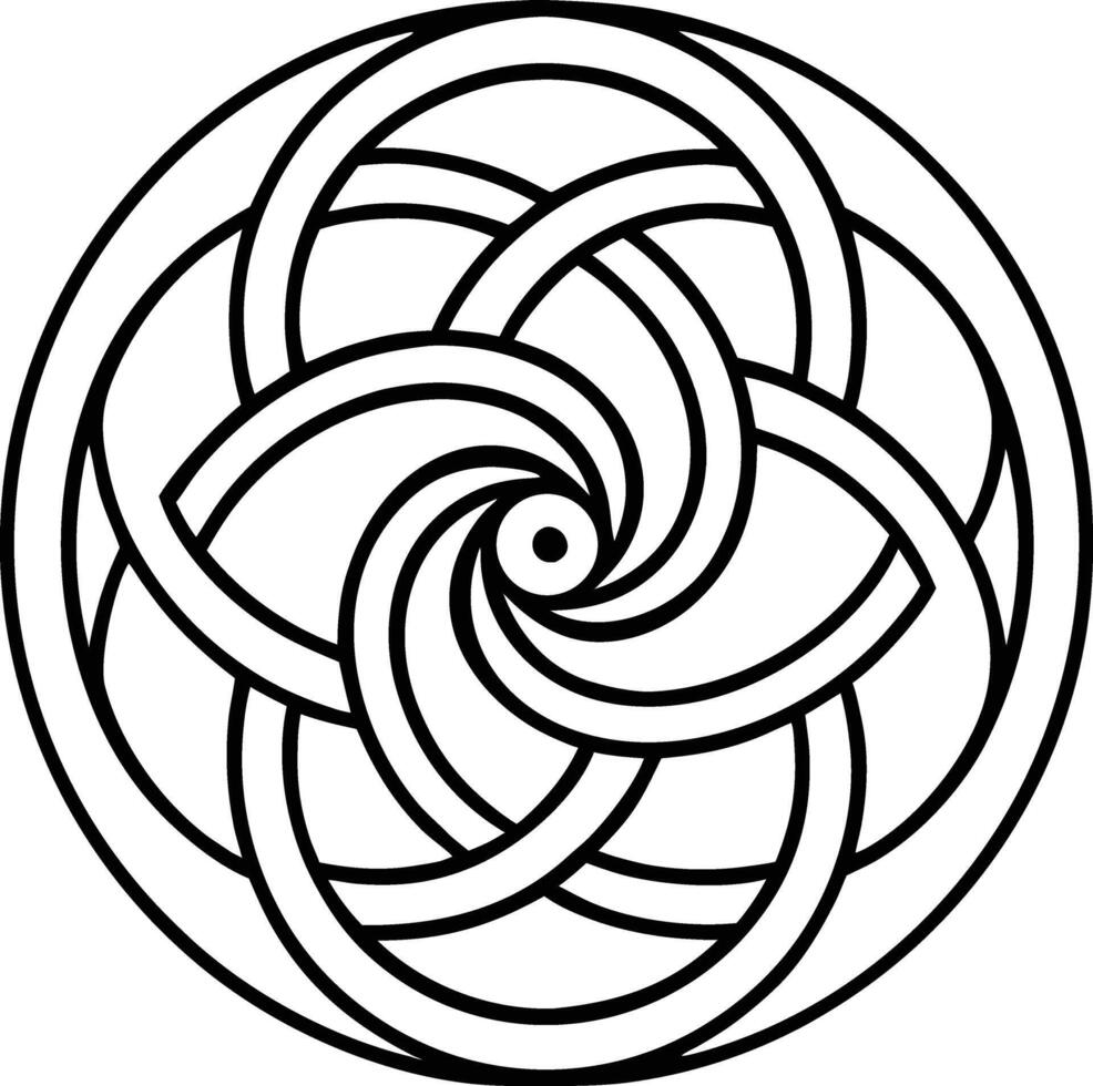 Celtic spiral knot line art continuous swirl pattern vector