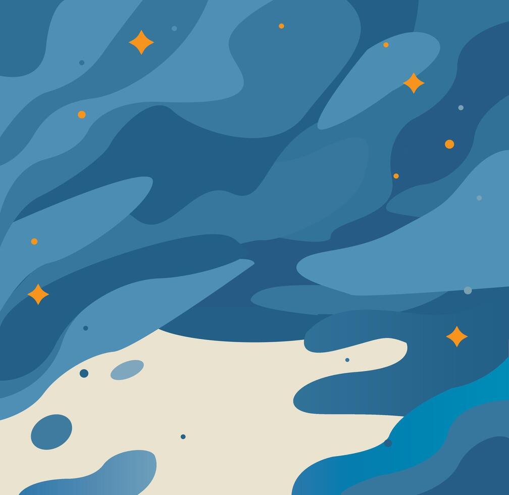 Fluid Blue Abstraction with Golden Sparkles. seamless pattern with fishes and waves. vector