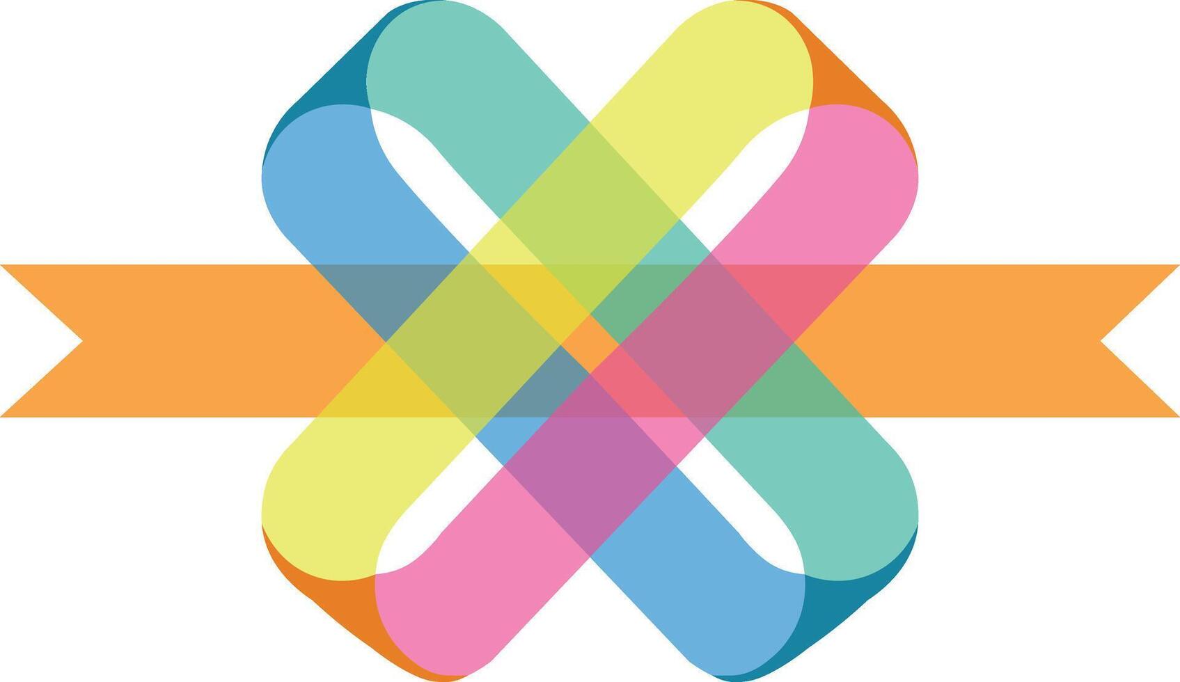 Abstract Overlapping Colorful Transparent Shapes and Ribbon vector