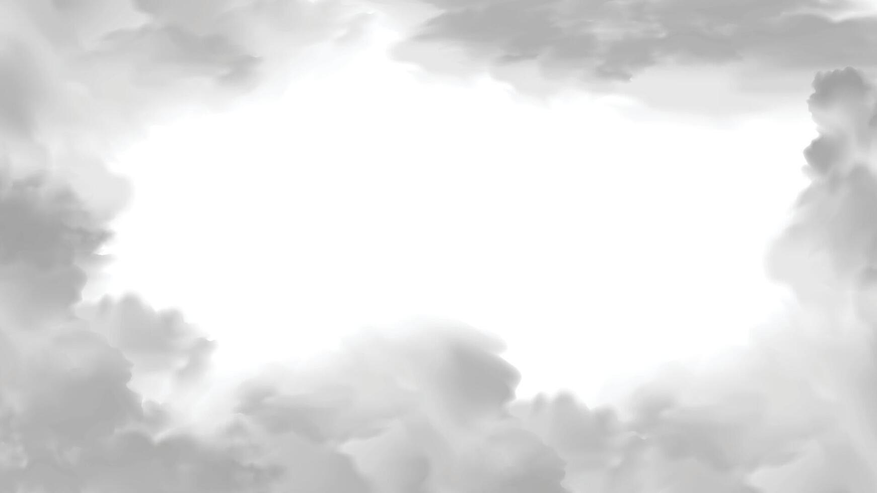 Grey realistic smoke border effect abstract cloudscape fog overlay vector