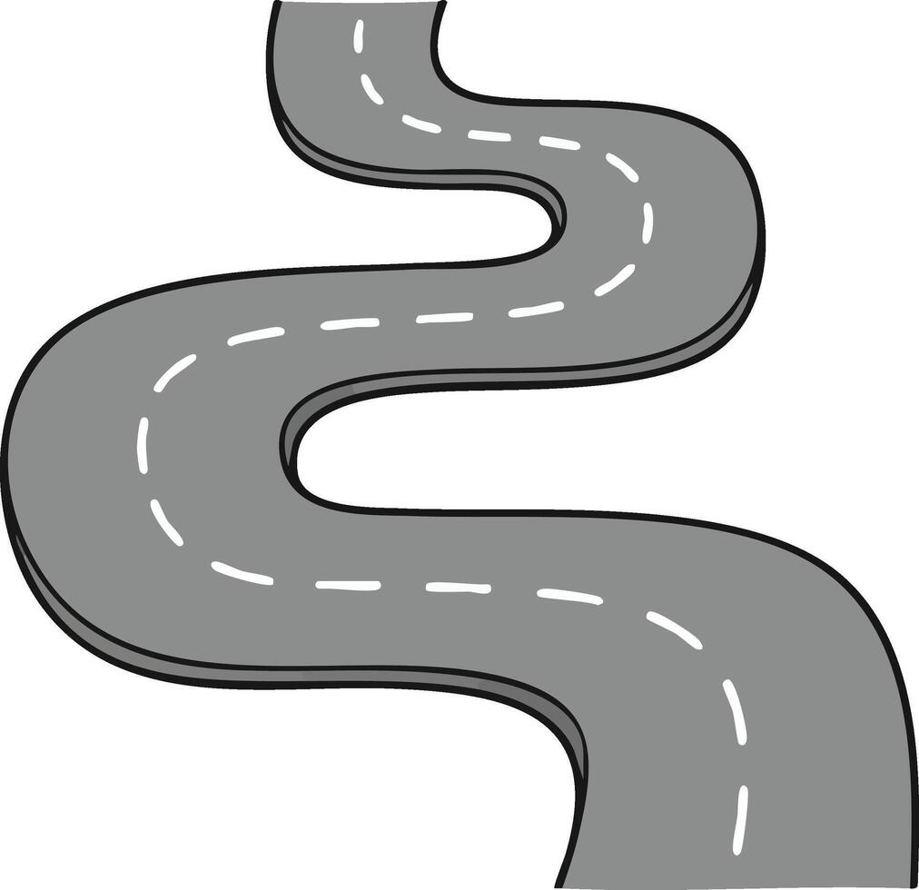Curved gray road with dashed white lines illustration for design and navigation concepts vector