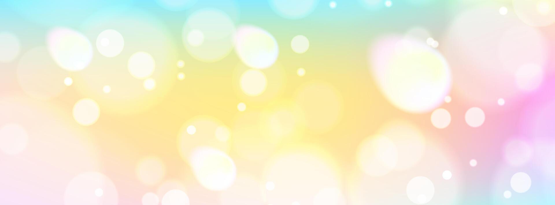 Royal dreamland background with oversized bokeh and glittering effects. Gradient sky with fairy tale elements and copy space. Stock illustration in fantasy style. vector