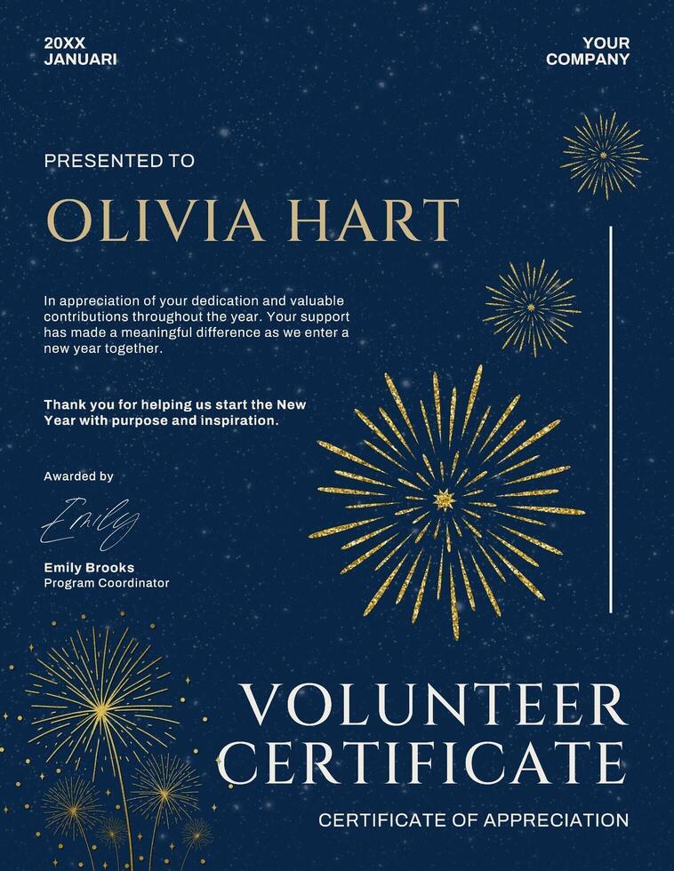 new year volunteer certificate template design ideas