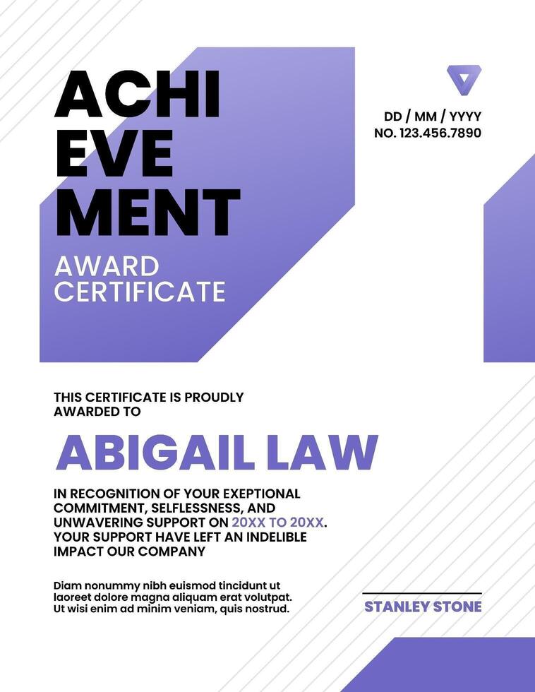White Achievement Award Certificate Template Vertical Version