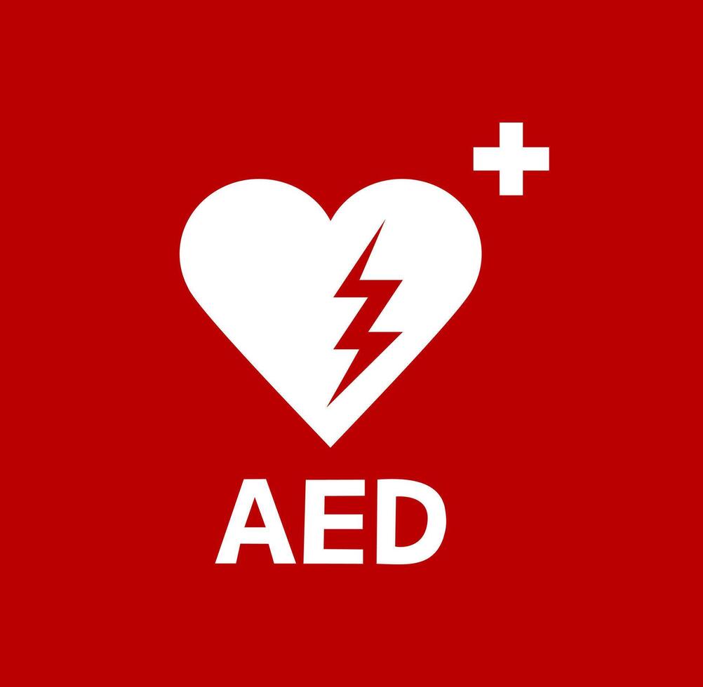 AED indicating a defibrillator device. AED,automated external defibrillator flat icon. Emergency defibrillator sign or icon. Heart symbol. Medical logo. vector