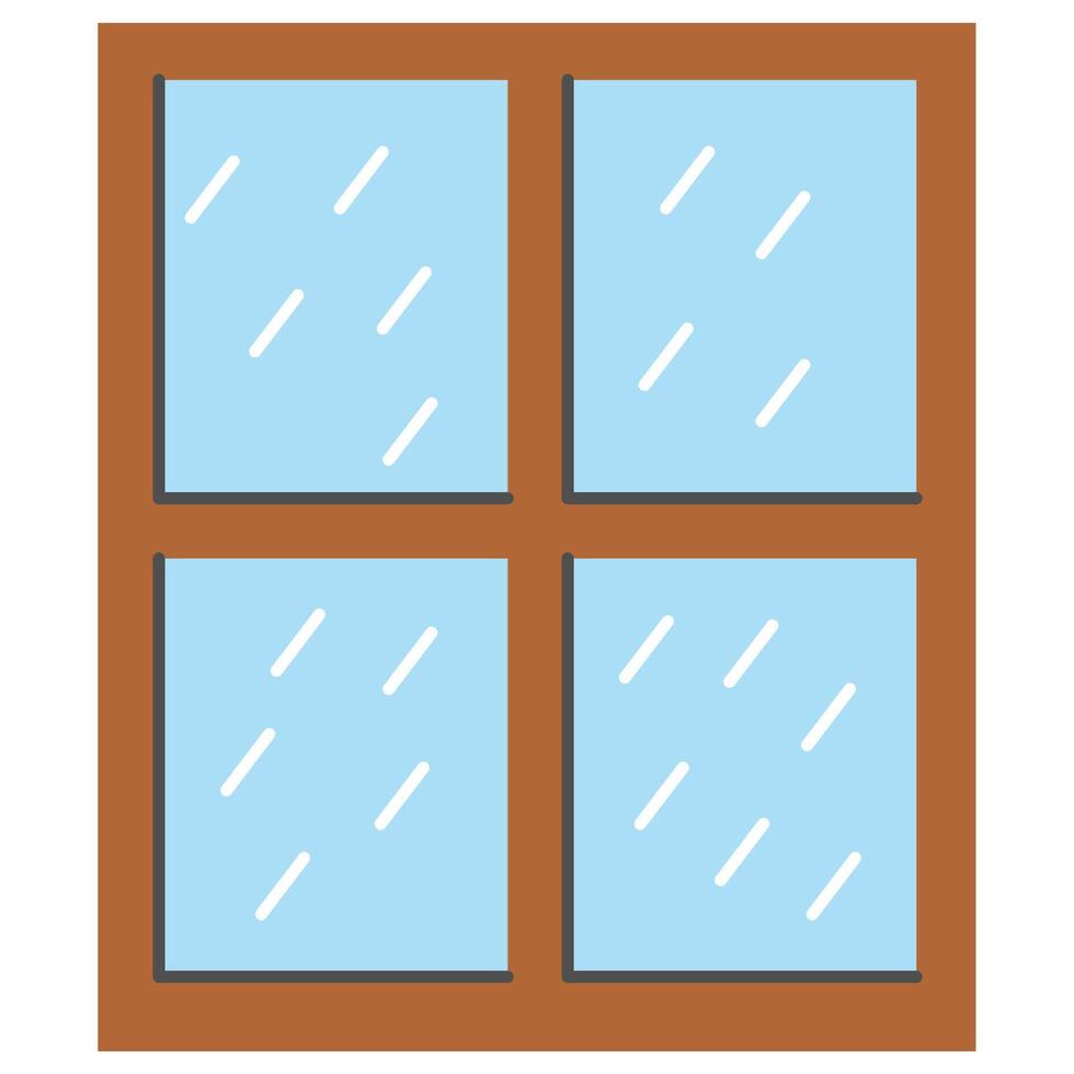 Simple Flat Square Pane Rain Window Frame Architecture Graphic Illustration vector
