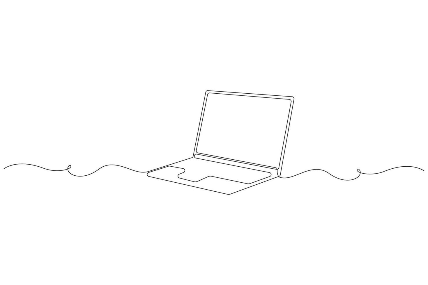 Laptop single line minimalist drawing simple computer icon vector