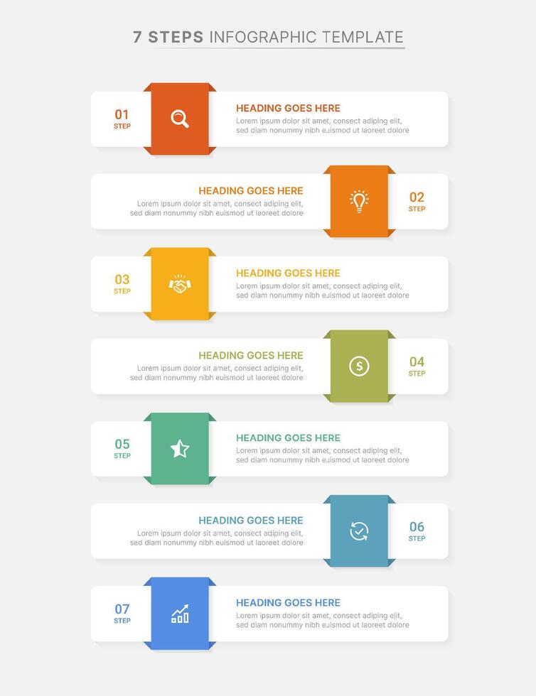7 Steps Business Infographic Template for Process, Workflow, and Timeline vector