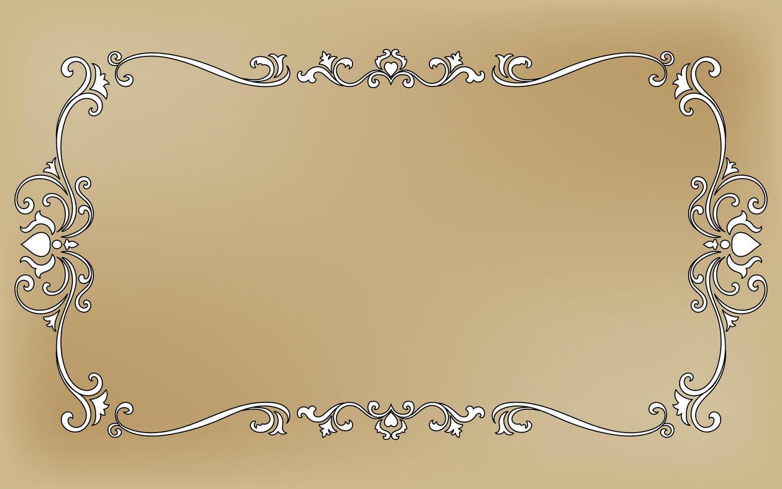 Vintage frame with scrolled wood pattern, Rococo elements vector