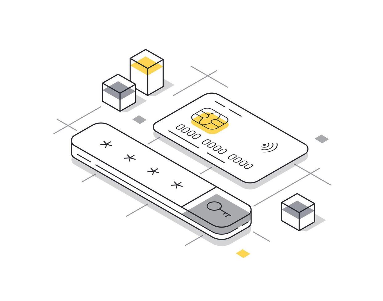 Data protection concept with a secure element, indicating enhanced security in digital transactions vector