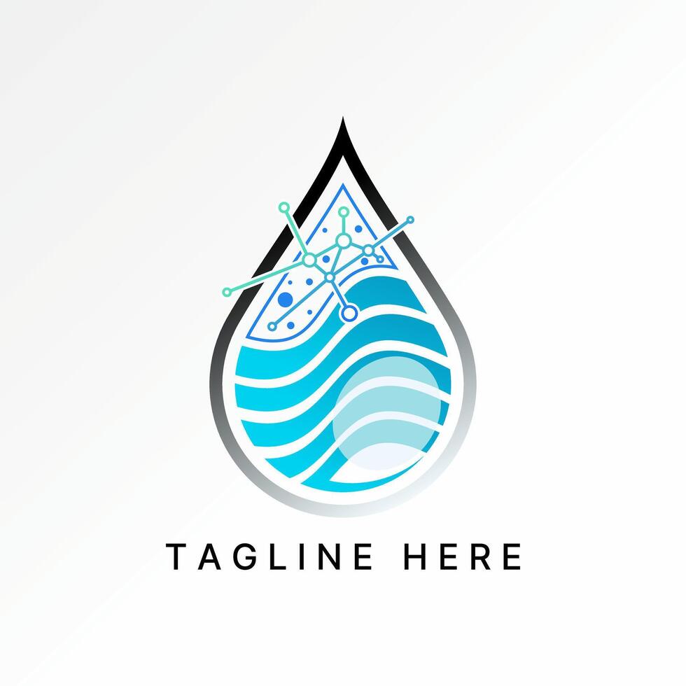 Water drop dot tech with wave pattern developer nature energy business vector