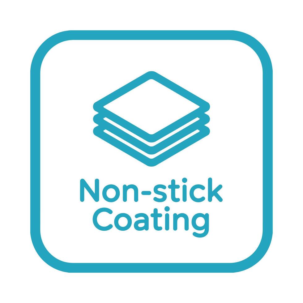 Simple icon representing non stick coating with stacked squares and text vector