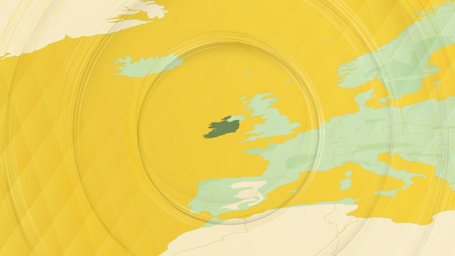 Abstract Map of Ireland and Surrounding Regions with Circular Patterns. vector