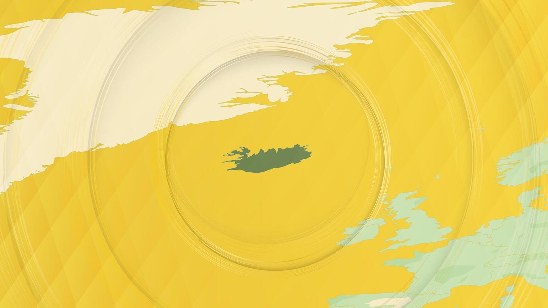 Abstract Map of Iceland and Surrounding Regions with Circular Patterns. vector