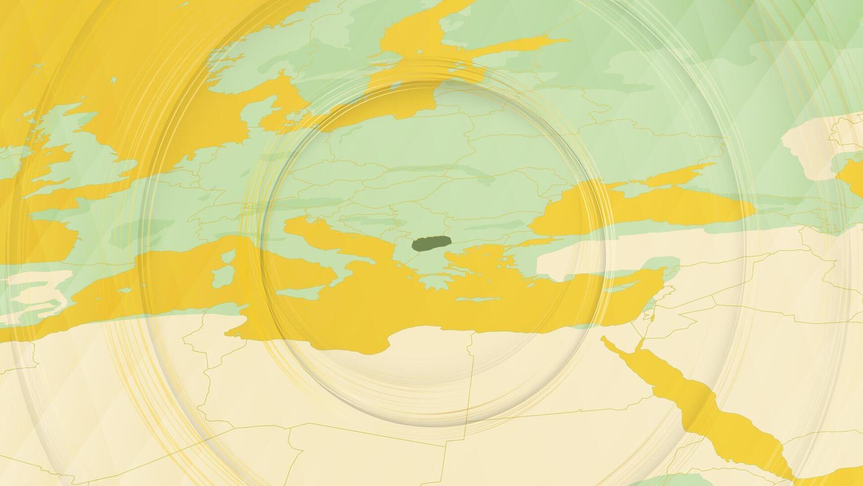 Abstract Map of North Macedonia and Surrounding Regions with Circular Patterns. vector