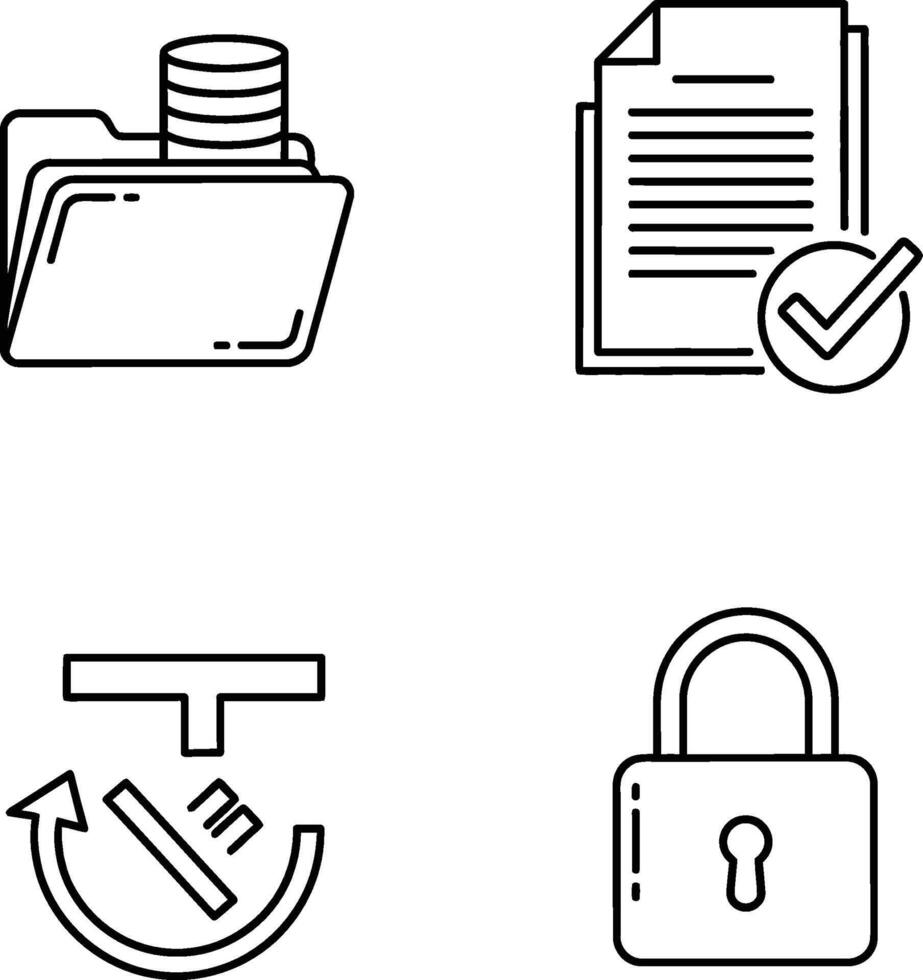 A Collection of Line Art Icons for Data Management and Security vector