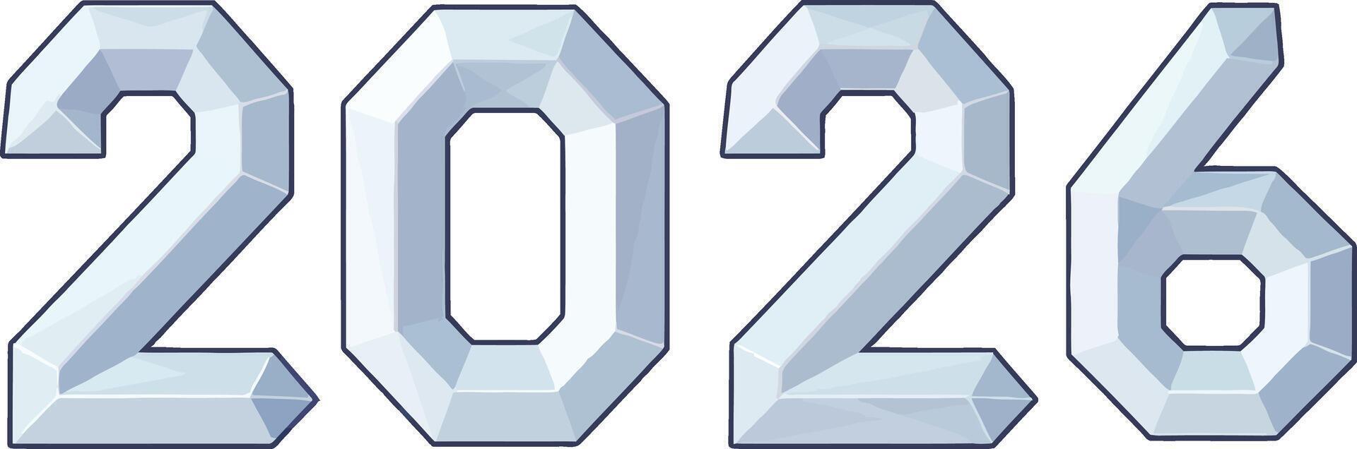 Artistic 2026 Crystal Numbers A Visual Representation of the Upcoming Year, Ideal for Design vector