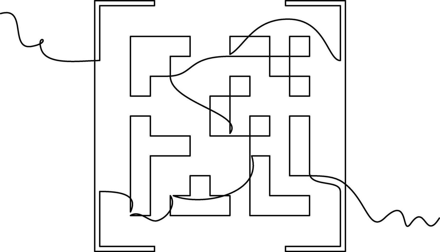 one line art QR Code illustration. line art, one continuous line, simple, hand drawn and sketch style. for icons, symbols, signs or logos vector