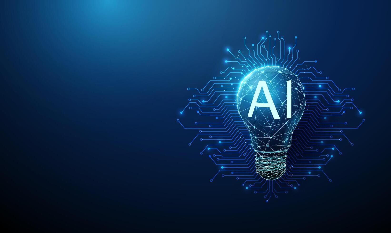AI lightbulb with circuit design vector