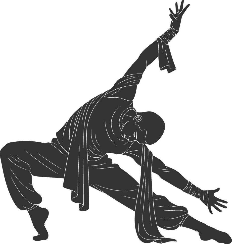 Dynamic dancer silhouette with flowing fabric lines vector