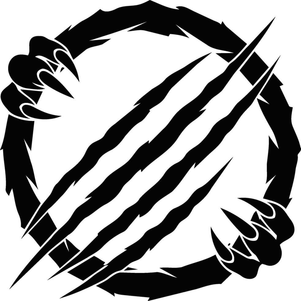Claw marks in a circle a symbol of strength and ferocity. vector